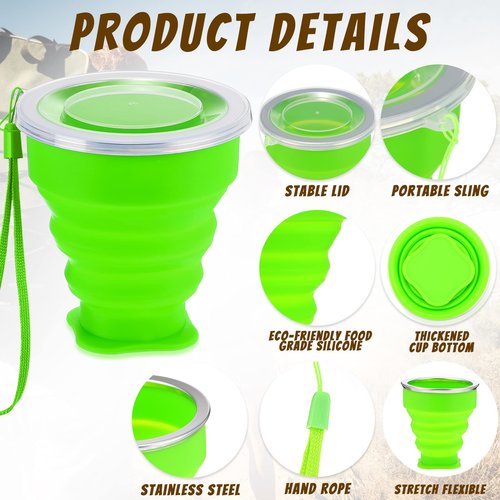 Purpeak 12 Pcs Silicone Collapsible Cup 7.04 oz Folding Camping Travel Collapsible Coffee Cup Portable Reusable Expandable Drinking with Lids for Outdoor Hiking(Multi Colors)