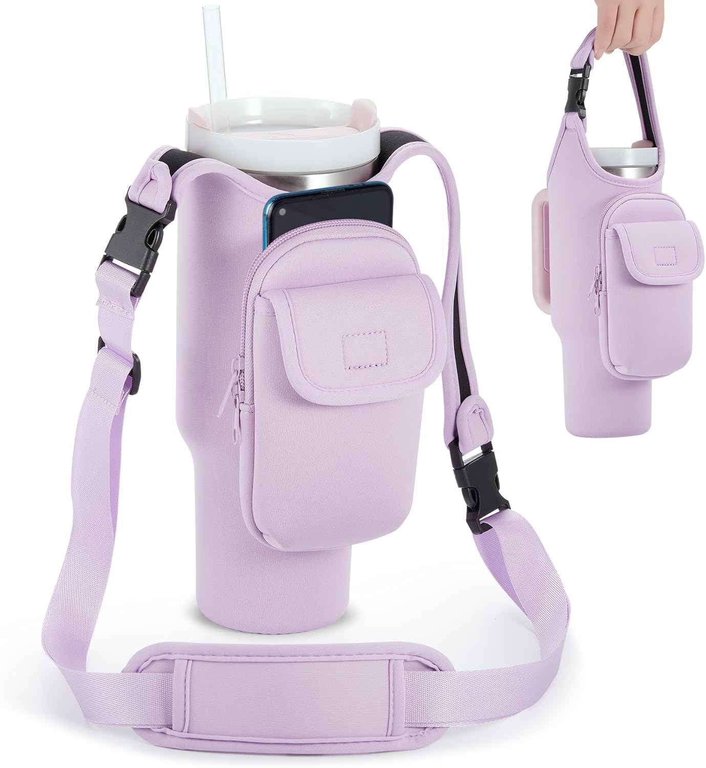 Insulated Neoprene Carrier Bag for Stanley 40/30oz Tumbler | Phone & Flap Pockets
