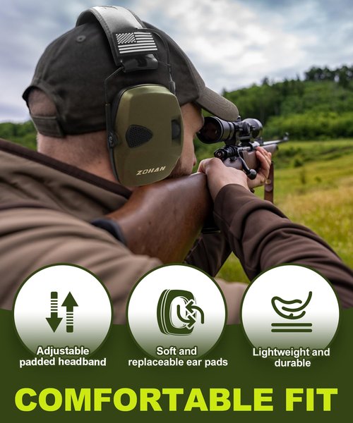 ZOHAN EM054 Electronic Shooting Ear Protection with 4X Sound Amplification, Ear Protection Muffs for Gun Range, NRR 23db Noise Reduction Hearing Protection Headphones