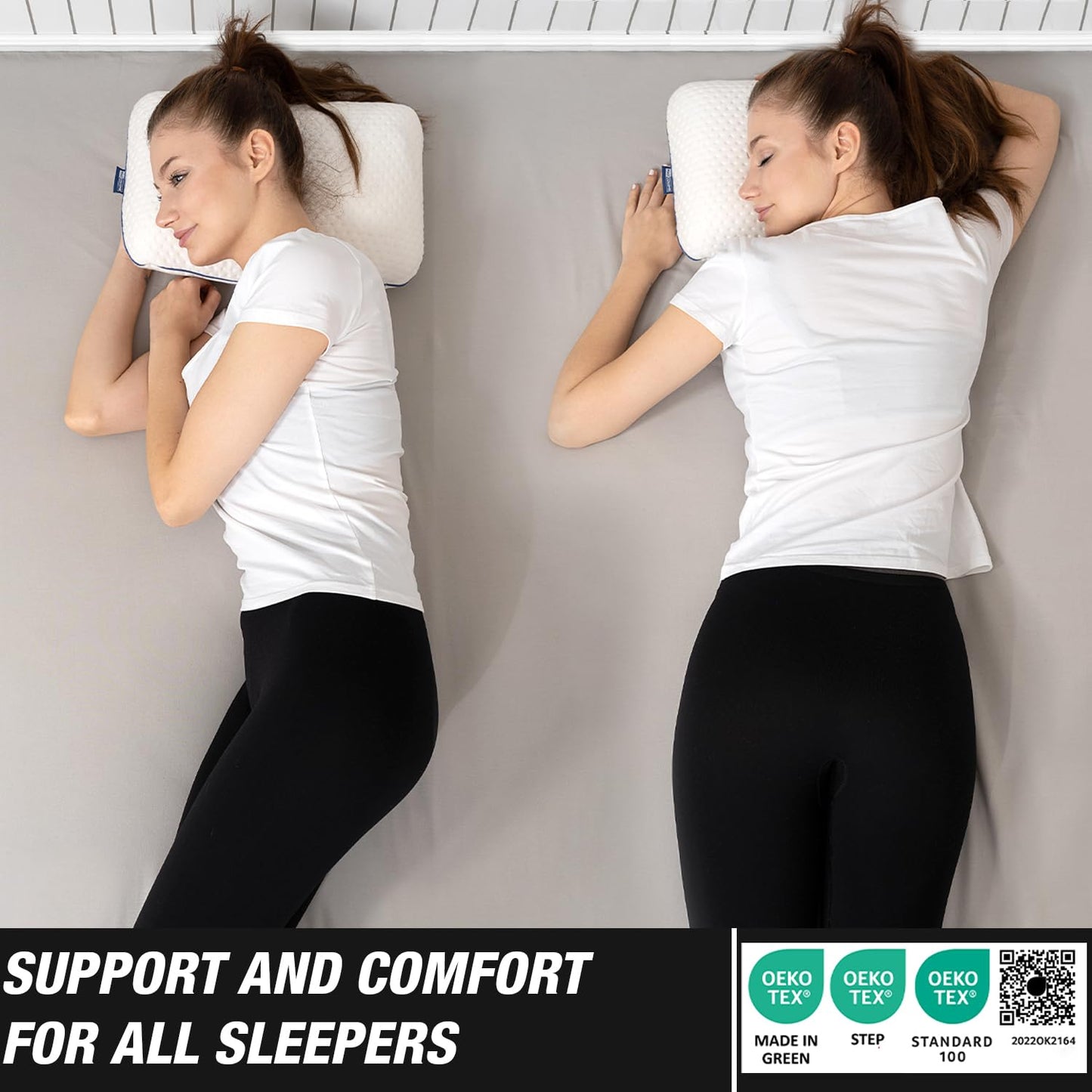 Marcolumb Travel & Camping Comfortable Memory Foam Pillow – Easy to Carry Portable Bag – Temperature Regulating Pillow Case - Perfect for Travelling (White)