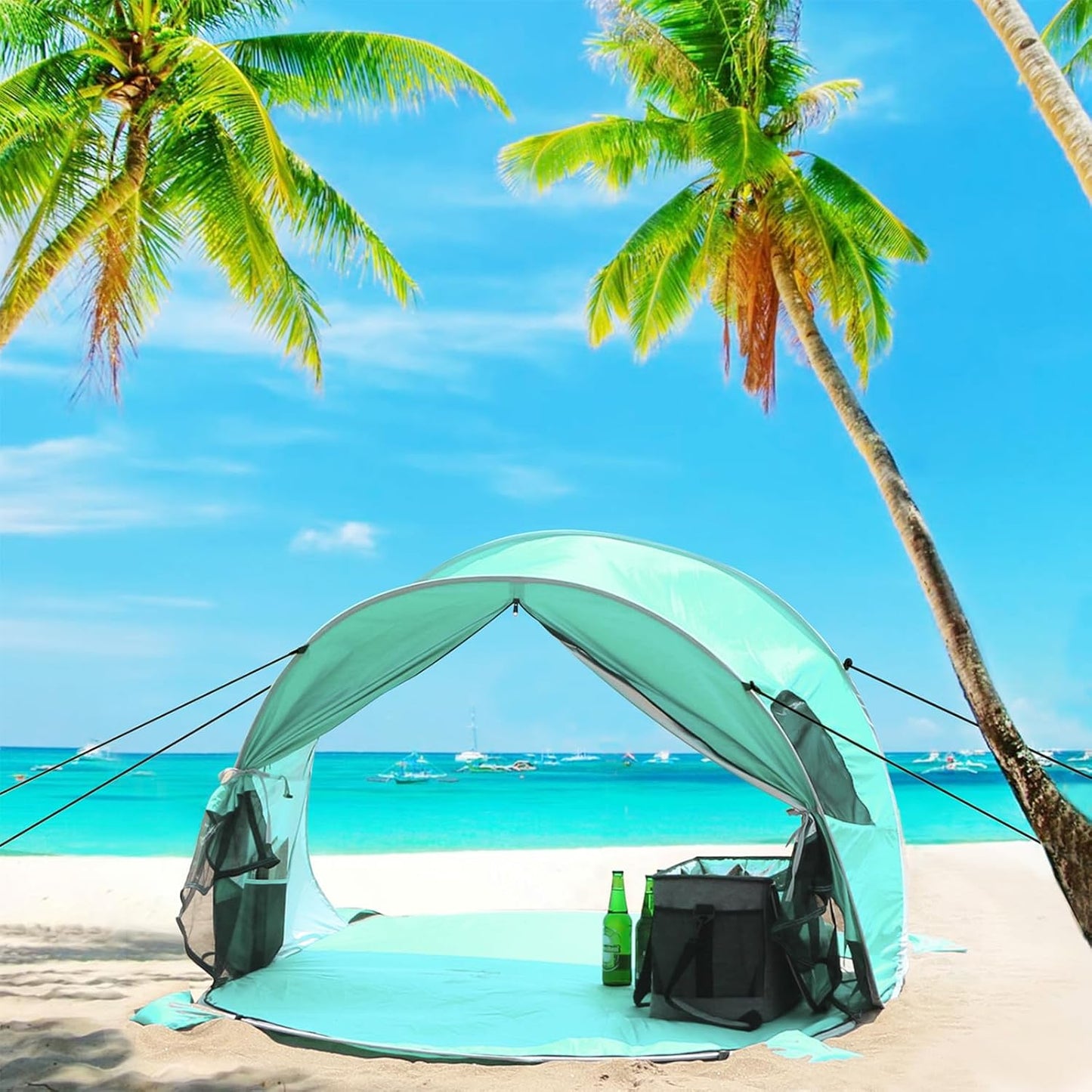 WolfWise UPF 50+ Easy Pop Up 3 Person Beach Tent Sport Umbrella Instant Sun Shelter Tent Sun Shade Canopy