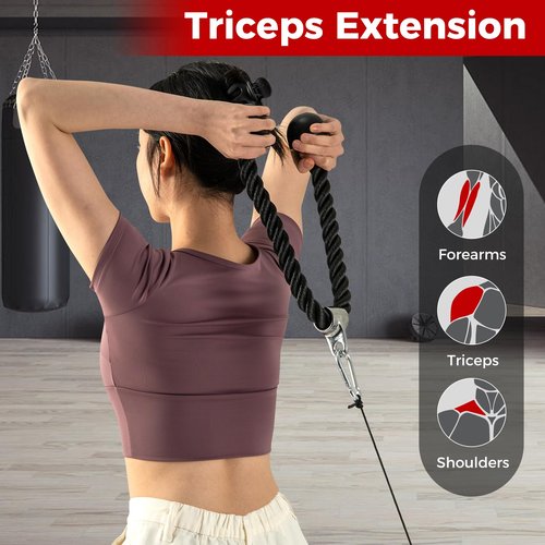 Goplus Cable Machine Attachment Set, 4PCS/ 5PCS LAT Pulldown Attachments w/V-Shaped Press Down Handle, Tricep Rope, Double D Handle, Weight Machine Accessories for Home Gym (4PCS)