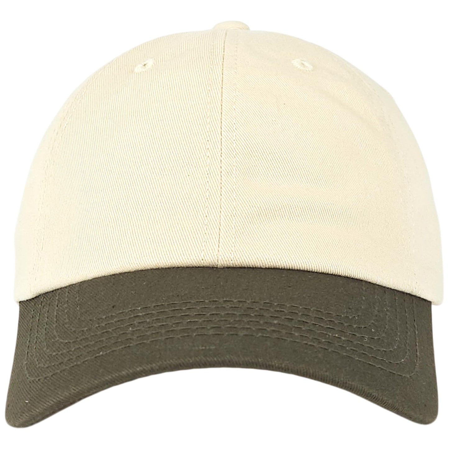 Vintage Classic Dad Hat Two Tone – 100% Cotton, Adjustable Metal Buckle Strap, Low-Profile Fit, Baseball Cap Unisex Stone Olive