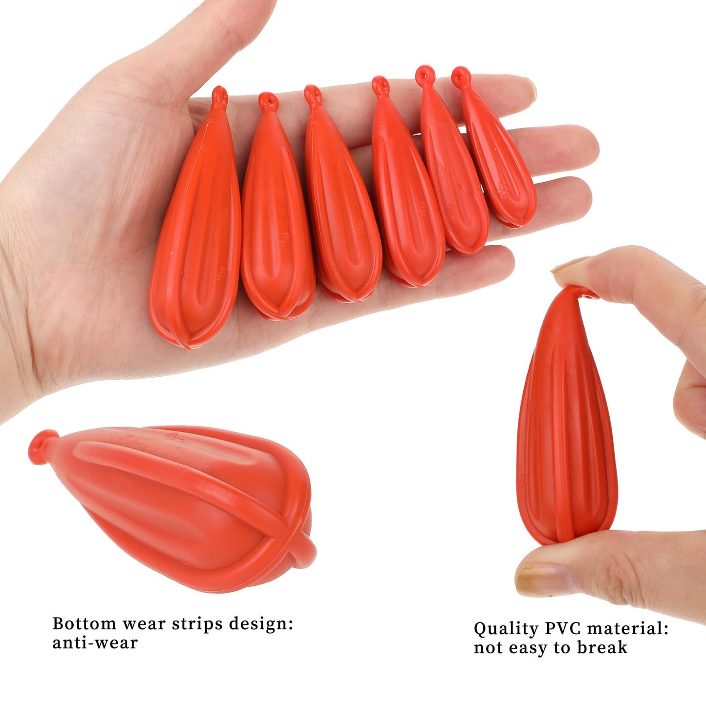 6 PCS Fishing Practice Plugs 6 Sizes Bait Casting Practice Plug Soft PVC Bait Casting Plug Practice Plugs Weight Casting Plug for Kids Improving Casting Skills Orange