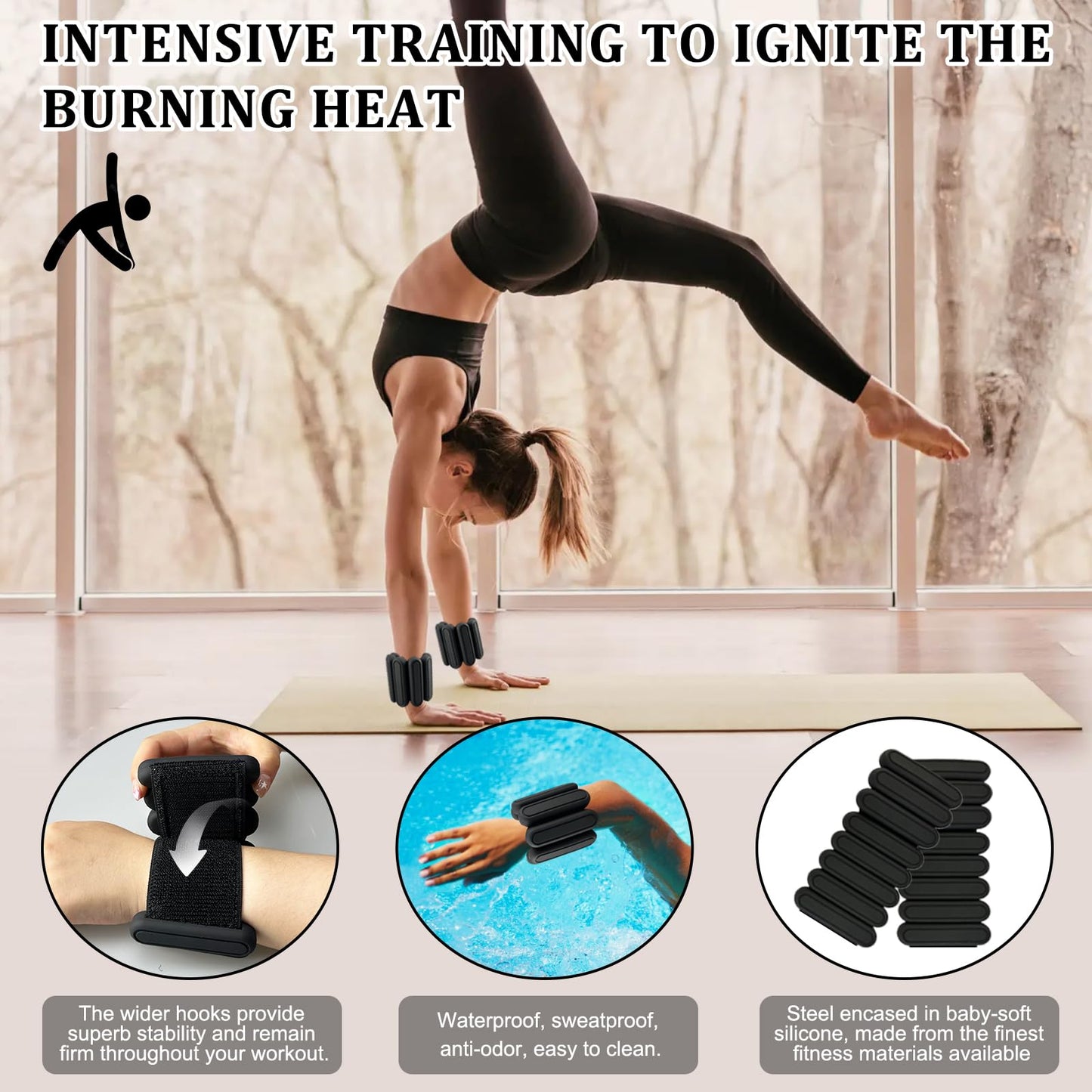 Adjustable Ankle Weights Set of 2 (1Lb Each) for Women Men Kids Wrist Ankle Weights Increase Training Intensity Wrist Weights Increase Training Intensity for Yoga, Pilates, Aerobics, Swimming, Hiking (black)