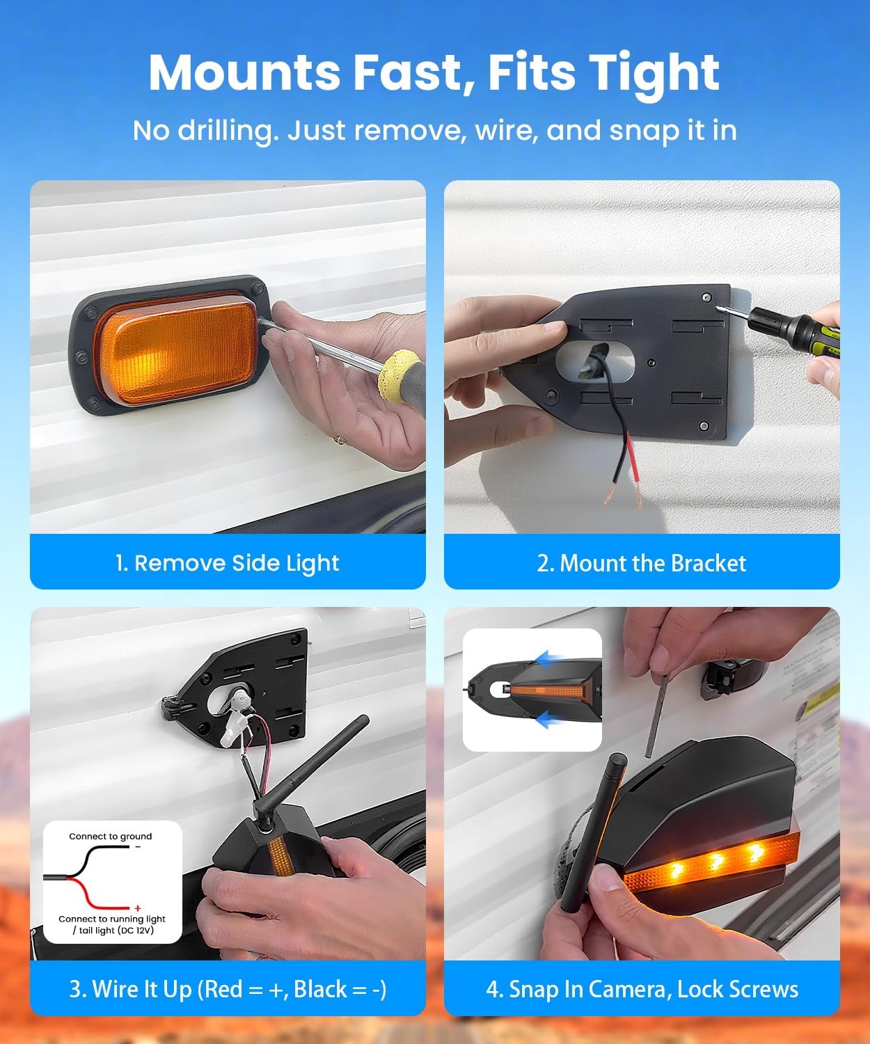 AUTO-VOX RV Backup Camera Wireless Plug and Play: Compatible with Pre-Wired RV, IR Night Vision, HD 1080P 7.2'' DVR 3-Channels, Stable Signal & Wide Angle Rear View Camera for Trailer Camper Motorhome