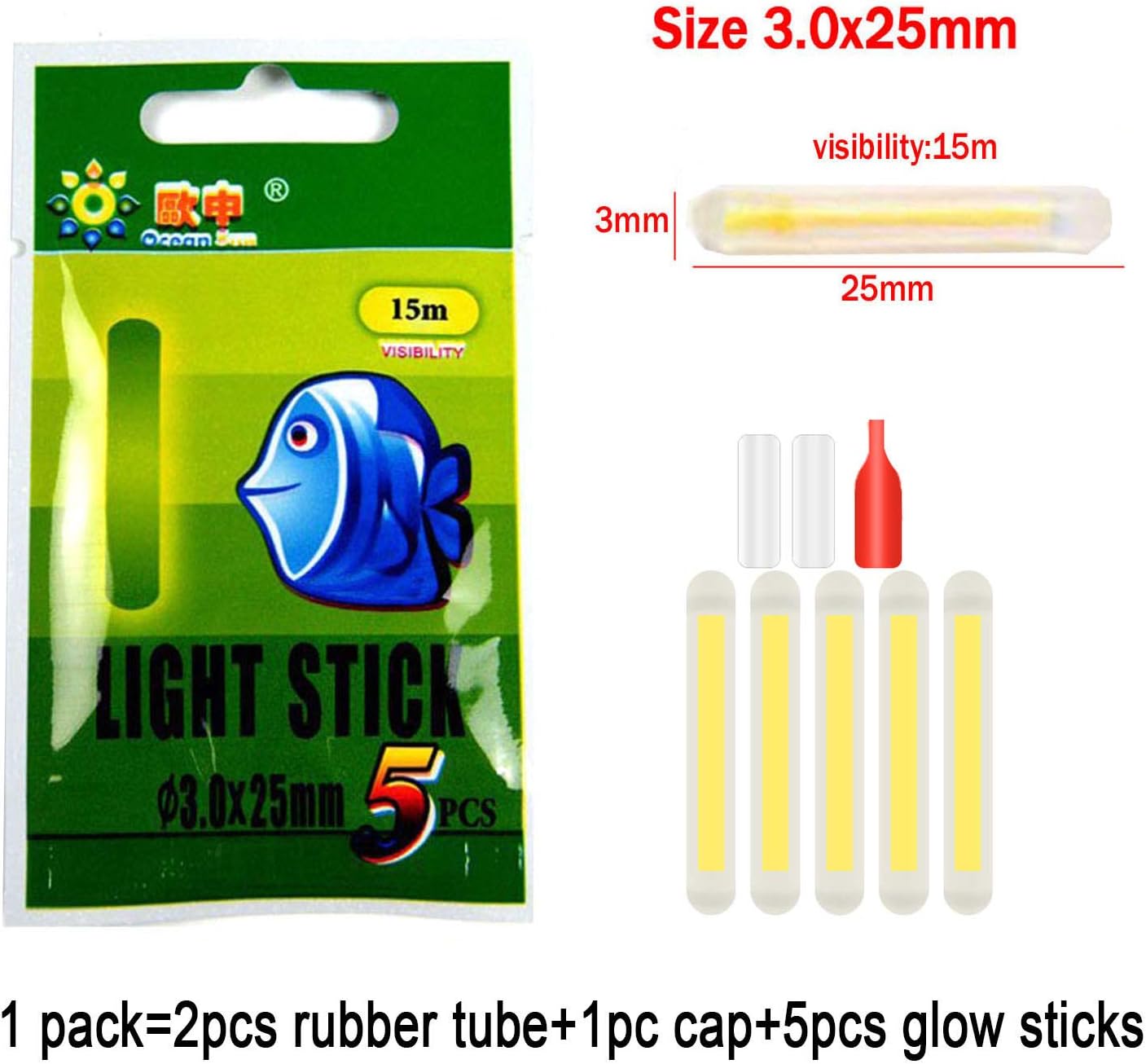 QualyQualy Fishing Glow Sticks for Bobbers 1" 1.5" 2" 3" Fishing Bobber Lights, Fishing Rod Bell Alarm Lights, Bobber Glow Sticks Bulk Kit 10-250Pcs