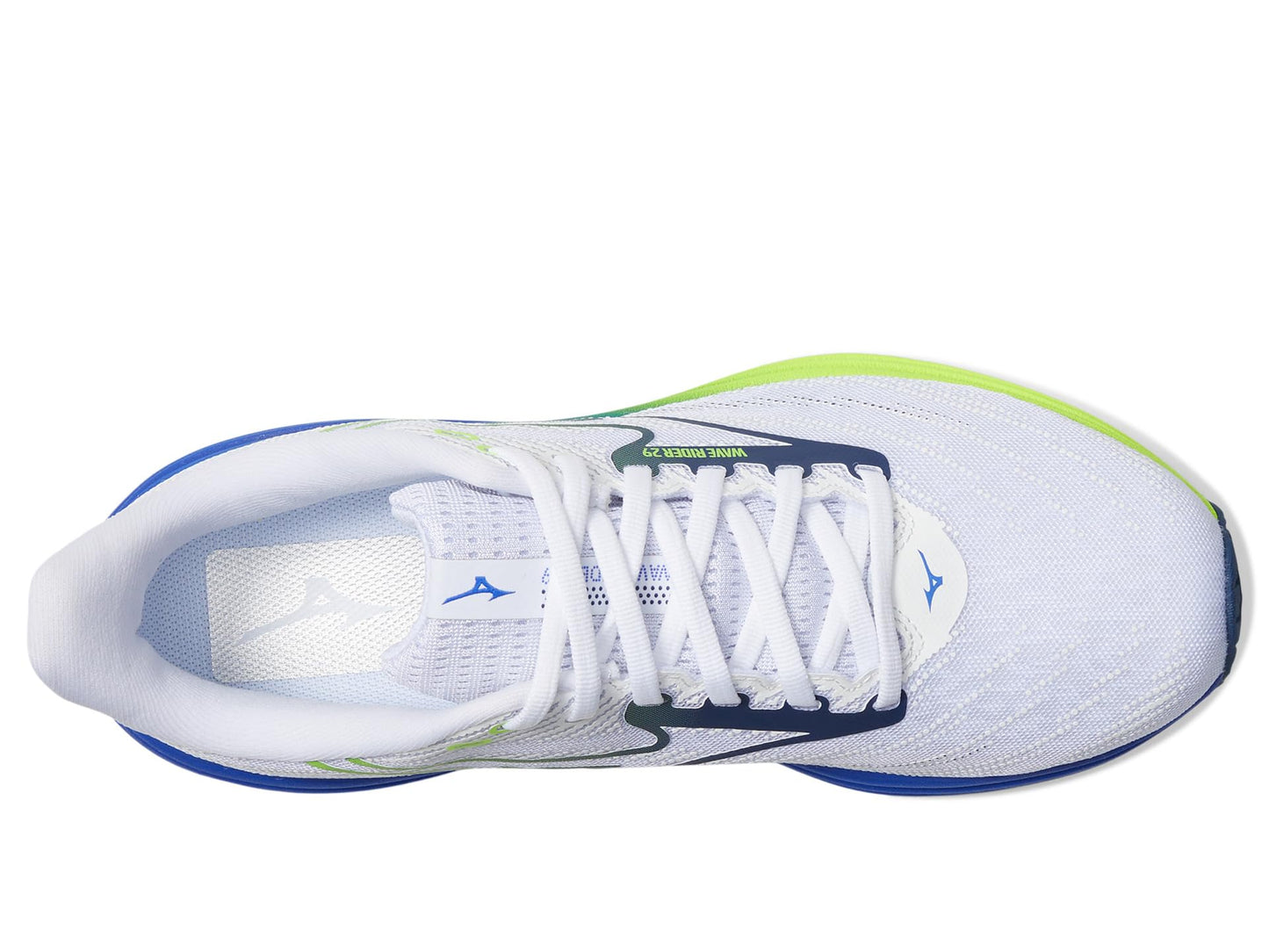 Mizuno Men's Wave Rider 29 Running Shoe, White-Estate Blue, US Mens 16