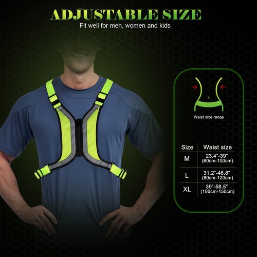 LED Reflective Vest - Light Up Running Gear for Night - Adjustable for Men & Women