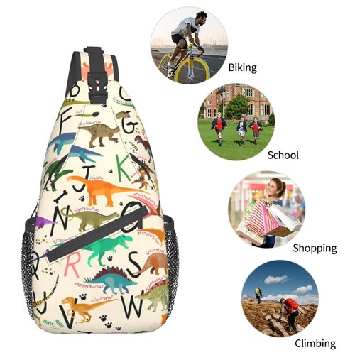 Luirioe Dinosaur Sling Bag Crossbody Backpack Hiking Travel Daypack Chest Bag Lightweight Shoulder Bag For Women Men