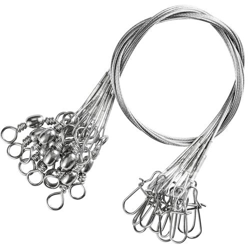 QISHUO Rigs Stainless Fishing Leader Steel High Strength Fishing Leader Saltwater Fishing Freshwater Wire Leaders Lures White Nickel, #4, 50lb, 11.8in, 30pcs