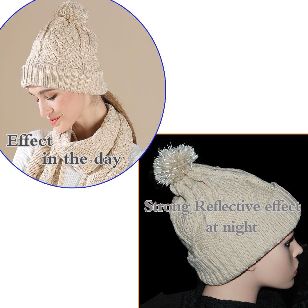 Winter Hat Gloves Scarf Set for Women, Cable Knit Beanie Pom Cap Touch Screen Glove Long Scarf 3PCS Winter Gift for Women Men