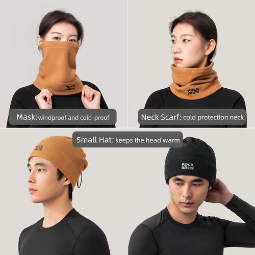 ROCKBROS Winter Neck Warmer Gaiter Ski Mask Balaclava Windproof Face Mask Cover Cold Weather Scarf for Men & Women