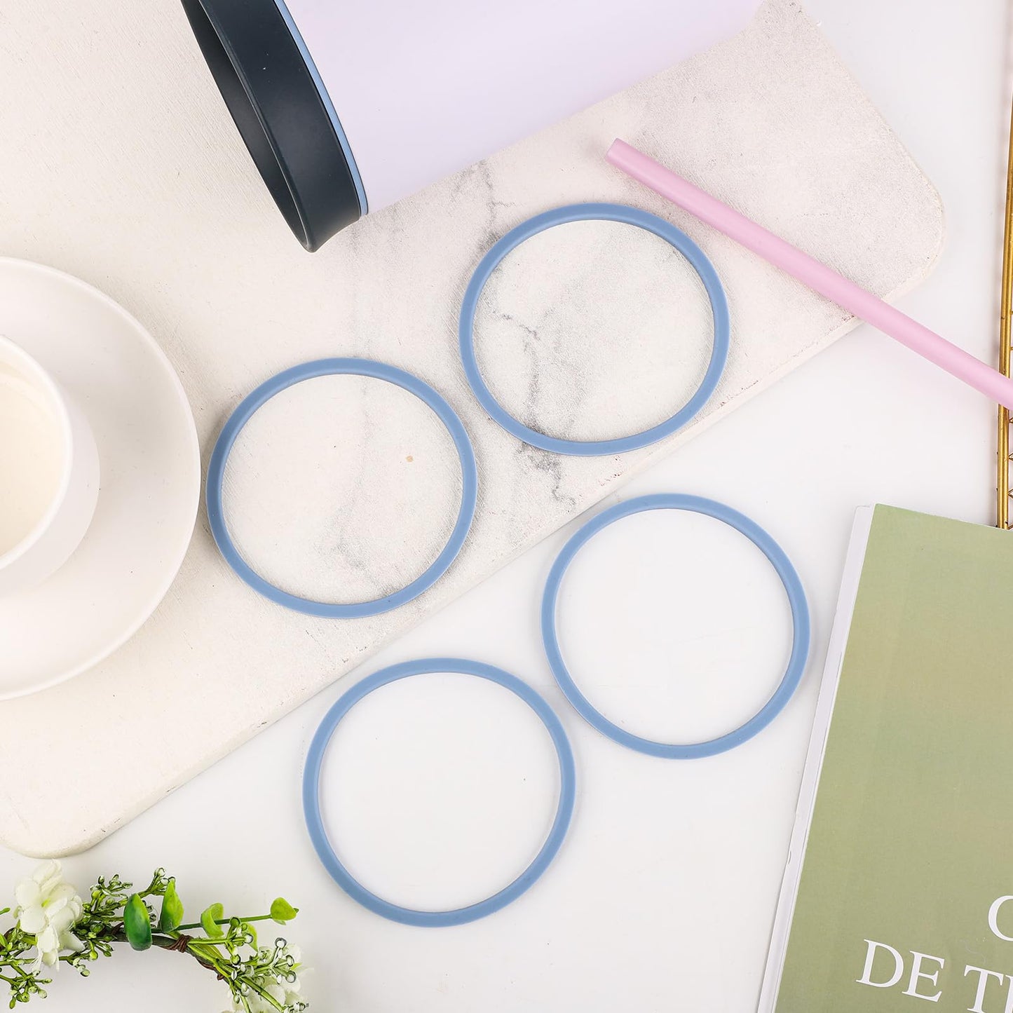 4pcs Gasket Replacement for Owala 40oz Tumbler, O Shaped Rubber Lid Seal Ring Water Bottle Accessories Replacement Part Compatible with Owala 40oz Stainless Steel Cup