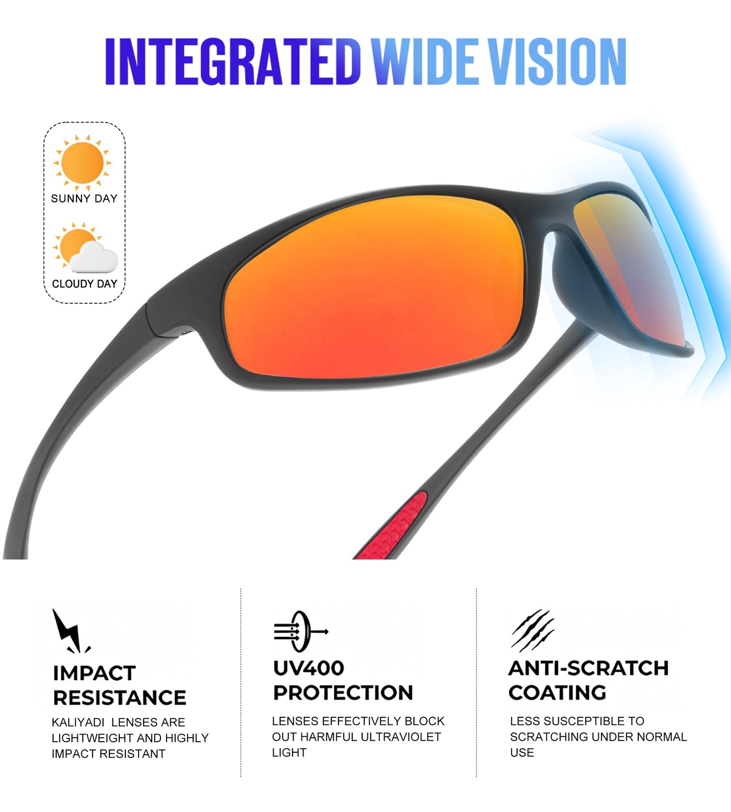 KALIYADI Mens-Sunglasses Polarized Sunglasses-Men Sports: Sport Sun Glasses for Running Cycling Fishing with UV Protection