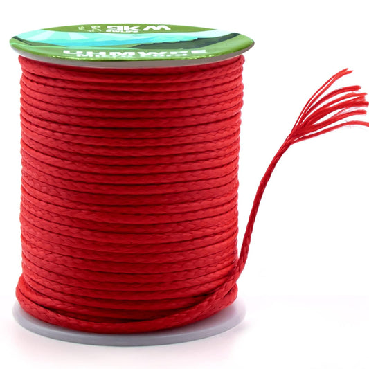 9KM DWLIFE 100% UHMWPE Braided Cord, 1.0mm Red 100ft 350lb Hollow Rope for Hammock, Kite, Fishing, Climbing, Camping