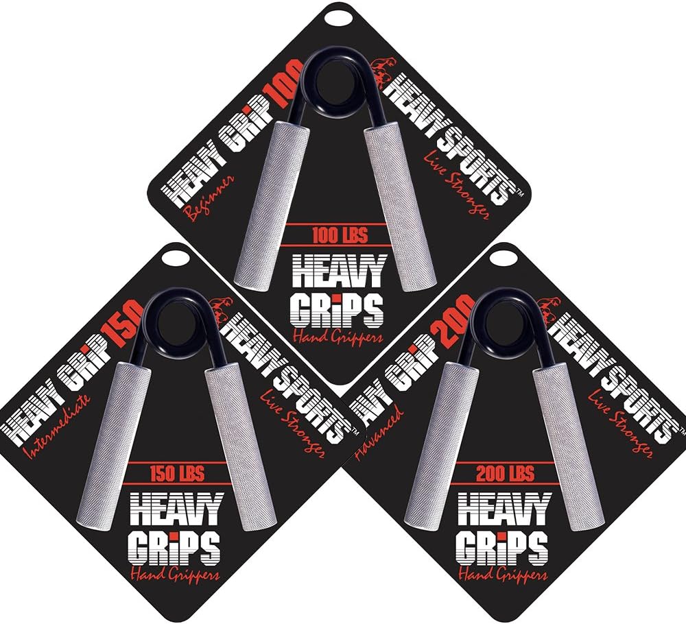 Heavy Grips Hand Grippers - Set of 3 Non-Slip - 100lb, 150lb, 200lb – Effectively Train Your Hand Grip Strength - Targeted Forearm, Wrist & Hand Exercises – Advanced Hand Grip Strengtheners