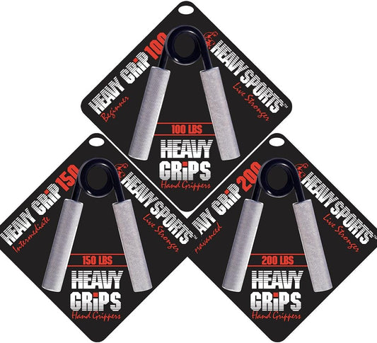 Heavy Grips Hand Grippers - Set of 3 Non-Slip - 100lb, 150lb, 200lb – Effectively Train Your Hand Grip Strength - Targeted Forearm, Wrist & Hand Exercises – Advanced Hand Grip Strengtheners