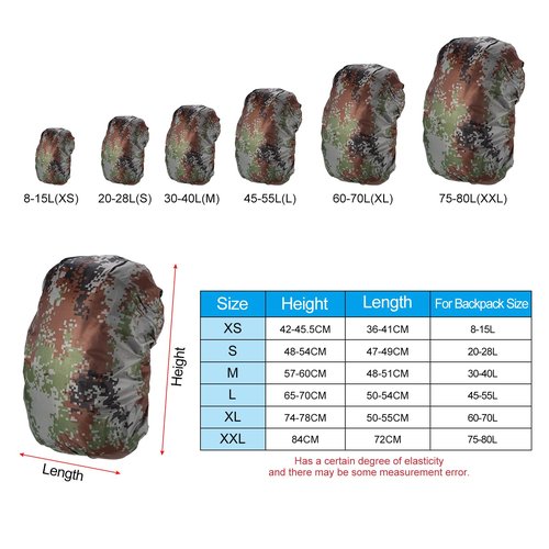PATIKIL 20-28L Waterproof Rucksack Cover, Non-Slip Backpack Rain Cover for Travel, Hiking, Camping, Climbing, S, Digital Camo