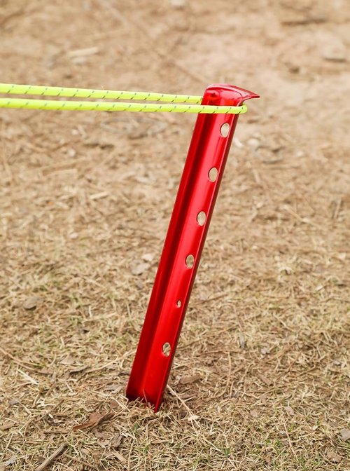 Takelablaze Aluminum Tent Stakes for Camping in Snow & Sand 10PCS Beach Canopy Tent Stakes U-Shaped Tent Pegs Lightweight Ground Nails for Beach Shade Canopy Hiking Backpacking Boating Picnic (Red)