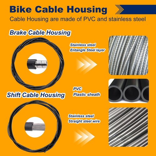 weideer Bicycle Brake Cable,Shift Cable,Bike Cable Housing Kit, Bike Brake Cable,Bicycle Transmission Line for Mountain Road Bike Repair