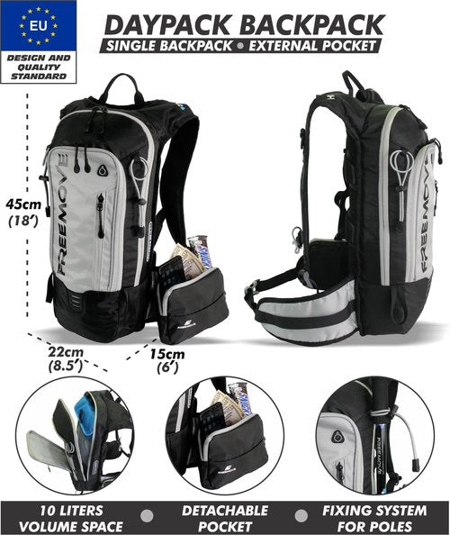 Backpack Daypack 10L, Phone Pocket, Suitable as Light Hydro Pack for Hiking, Running, MTB, Biking, Water Bladder NOT Included