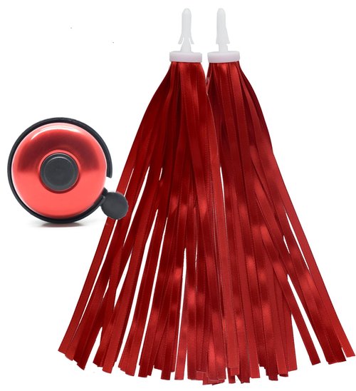 Red Bike Bell Red Bike Streamers Ribbon Bicycle Tassels for Bike Handlebar Decorations