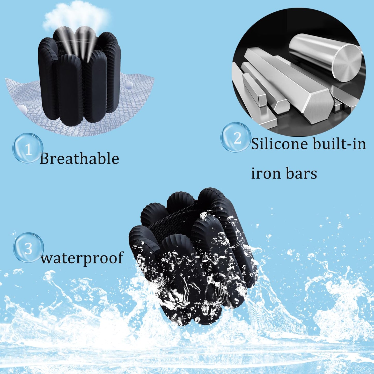 Jimikay Adjustable Wrist & Ankle Weights for Women and Men, Set of 2 (1lb Each),Silicone Weighted Bangles,weighted bracelet for Yoga, Dance, Pilates, Pool Exercises and Jogging etc (Black)