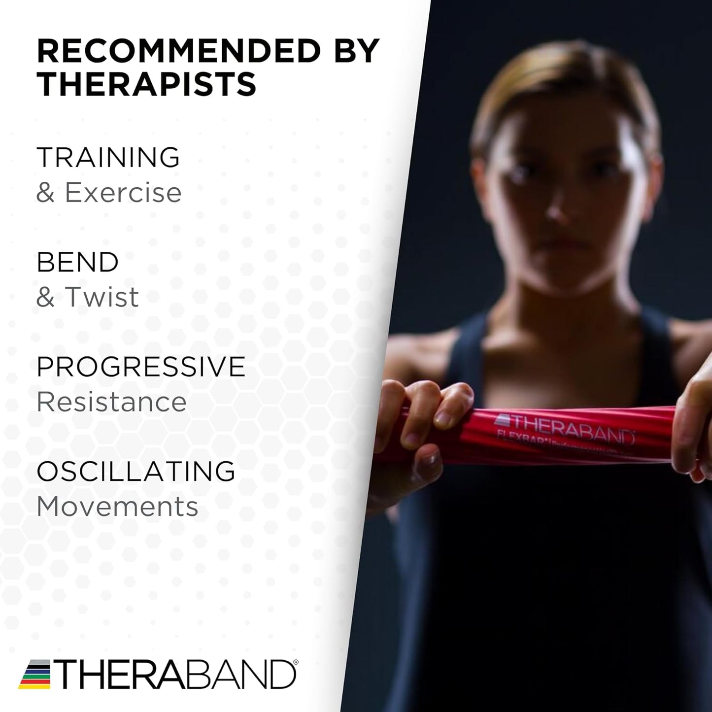 THERABAND FlexBar, Tennis Elbow Therapy Bar, Relieve Tendonitis Pain & Improve Grip Strength, Resistance Bar for Golfers Elbow & Tendinitis, Red, Light, Beginner