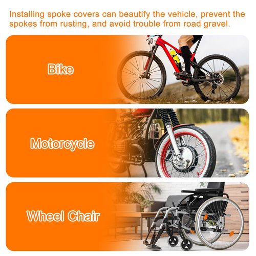 HARFINGTON 72pcs Spoke Skins Covers 0.2" Plastic Universal Dirt Bike Spoke Skin Wraps Bicycle Motorcycle Cycling Wheel Decoration Protector Spokes for 8"-21" Rims, Fluorescent Green