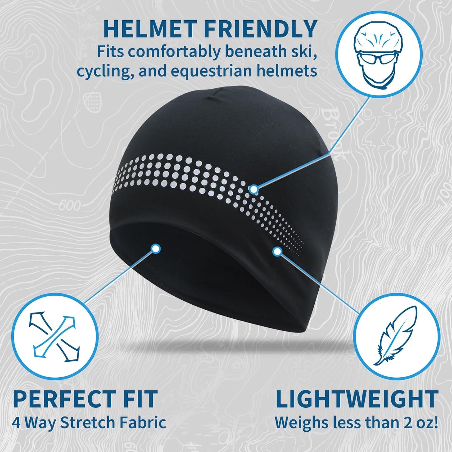TrailHeads Ponytail Hat - Adrenaline Series | Women’s Running Beanie with Reflective Accents | Black Skull Cap