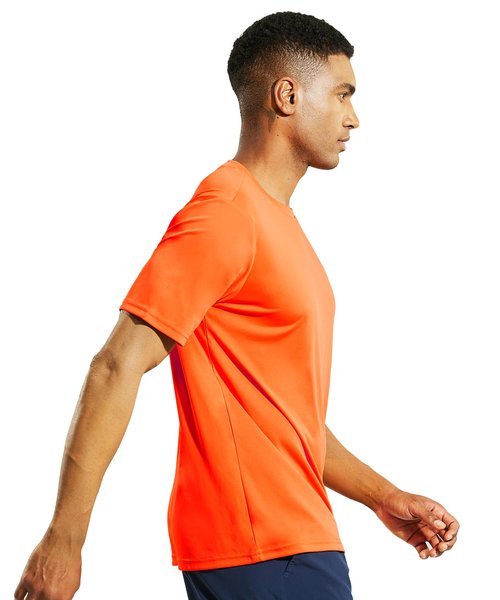 Nepest Men's Workout Shirt Dry Fit Athletic Running T-Shirts Short Sleeve UPF 50+ Sun Protection Gym Tee Top Orange L