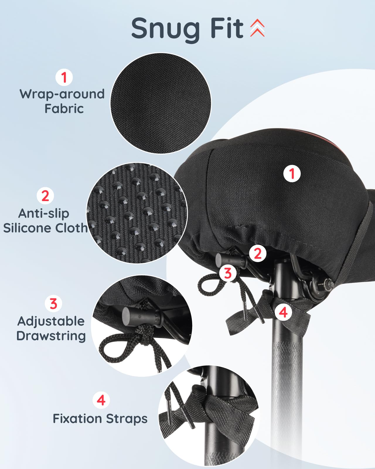 Fitense Bike Seat Cushion, Comfort Bike Seat Cover for Men Women, Exercise Bicycle Seat Cushion Padded Cover Compatible with Peloton, Mountain Stationary Bikes,Black