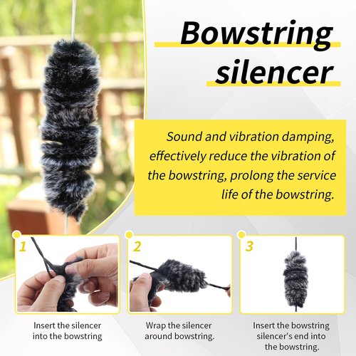 SPG Bow String Silencers for Recurve Bow, Bow String Silencer Set with Fur Arrow Rest Adhesive Bow Limb Silencer Strip for Recurve Bow and Traditional Longbow Perfect Shooting Accessories
