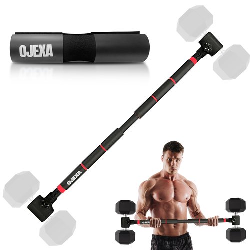 OJEXA Dumbbell Converter to Barbell Set - Adjustable weights & Up to 200 lb Capacity Weight Barbell - Steel Clamp - Barbell Dumbbells Converter for Home Gym - Weight Lifting for full Body Workouts