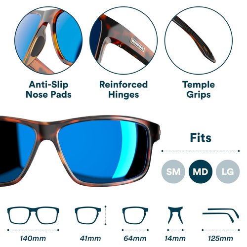 Rheos Eddies Floating Polarized Sunglasses | 100% UV Protection | Boating & Fishing | Water Sport | Anti-Glare | Mens & Womens (Tortoise | Marine)