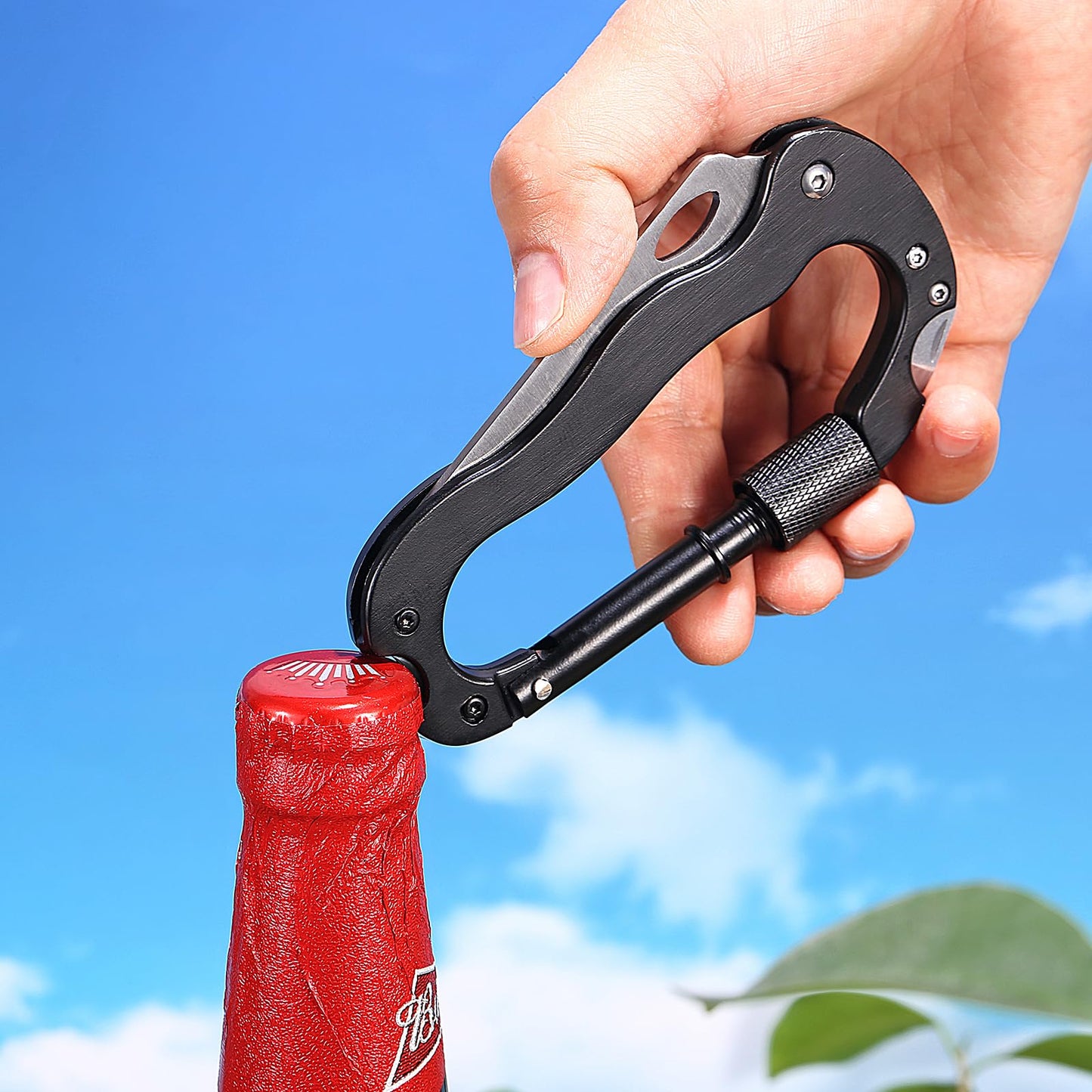 Multitool Keychain Carabiner Clips - Durable,Lightweight Aluminum Alloy Locking Carabiner for Hiking, Camping, Keychains, Dog Leashes, Hammocks,Multi Tool EDC Gear with Bottle Opener