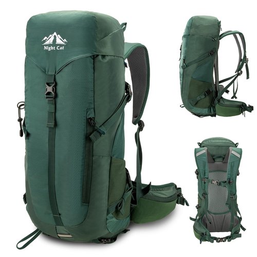 Night Cat Internal-frame Hiking Backpack: 30L Camping Backpack for Men Women Lightweight Waterproof Rain Cover Green