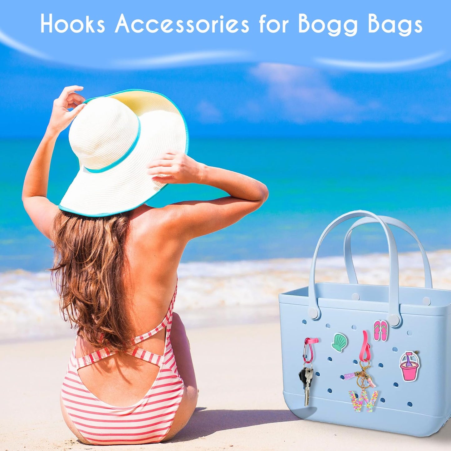 AIERSA Inserts Hooks Accessories for Bogg Bag,Charms Key Holder Carabiner for Bogg Bags,Pouch Earphone Tassel Keychain Holder Attachment Compatible with Simply Southern Rubber Beach Bags -Red