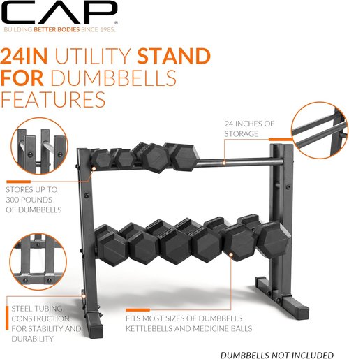 CAP Barbell 24" Utility Rack for Dumbbells, Kettlebells & Medicine Balls - Heavy-Duty Storage Solution