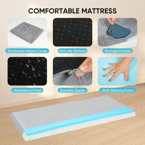 Dotpilgo Memory Foam Camping Mattress Pad Portable Roll Up Bed Mattress Topper Lightweight Sleep Mat Cot Mattress Pad Guest Bed for Adults Travel Car Camping with Removable Waterproof Cover Travel Bag