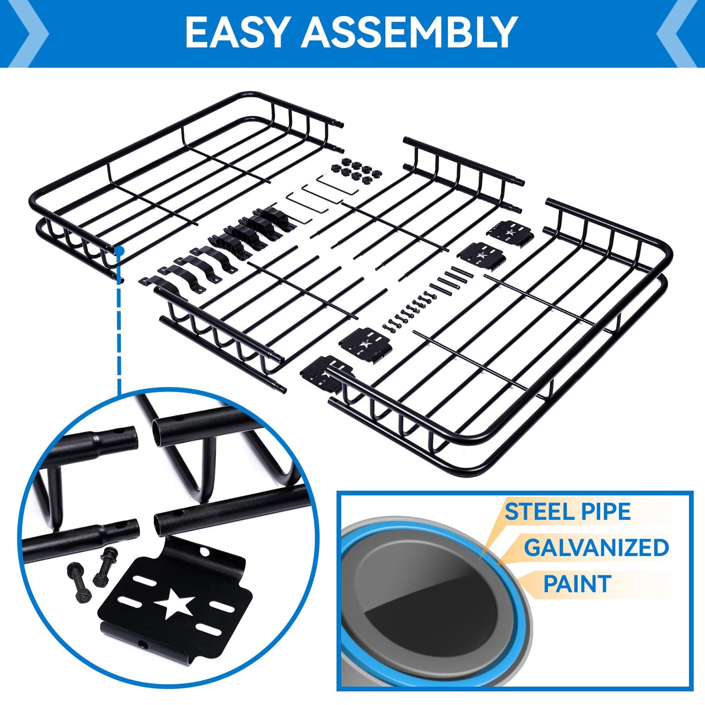 FRUNO Roof Rack Cargo Carrier Universal Fit Vehicle Rooftop Cargo Carrier Basket with Waterproof 21 Cubic Feet Cargo Bag & Cover