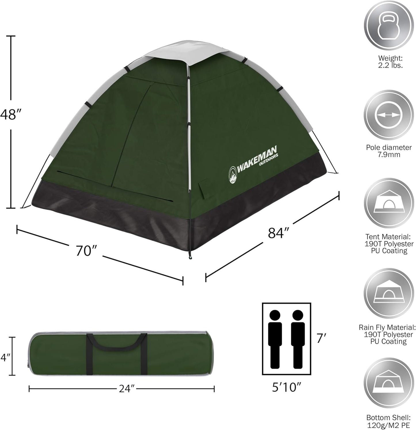 Wakeman Family-Tents Wakeman Outdoors 2 Person Camping Tent