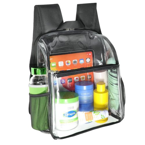 SPODEARS Clear Backpack for Stadium Events, Concerts & Travel - 12"x10" Transparent Backpack with Side Pockets, Adjustable Straps & Front Pocket