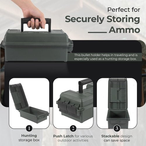 Prothens Lockable Ammo Storage Case for Ammo Cans | Military Waterproof Case & Airtight Ammo Containers Box | Ammunition Storage Boxes | Hunting Gear & Shooting Accessory | Water and Dust Resistant