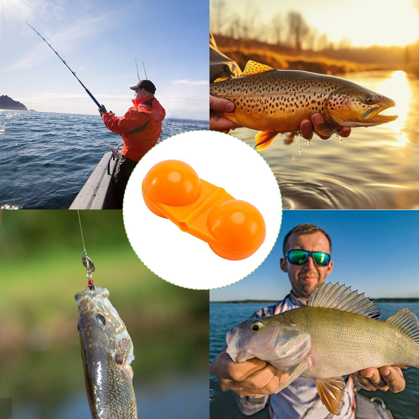 50 PCS Fishing Double Rattles Beads, Catfish Rattles for Fishing, Plastic Fishing Bead Fishing Bells Rattle Floater Rig Beads for Catfish (Colorful)