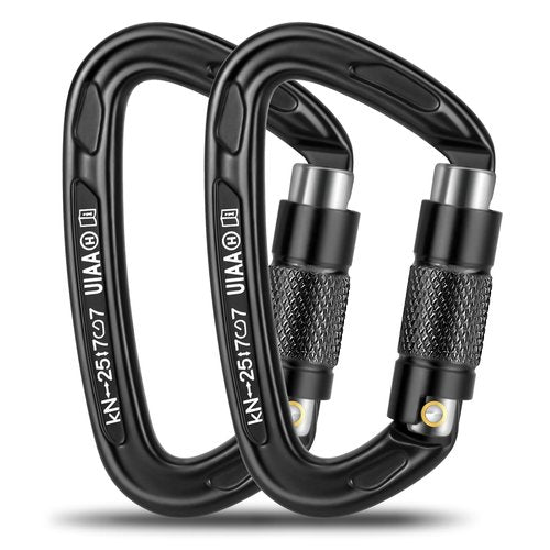 T-Fly Auto Locking Climbing Carabiner Clips 25KN (5620 lbs), Heavy Duty Carabiners for Rock/Ice Climbing, Rappelling, Rescue, Hammocks 3.9" Large Size (2pack)