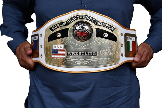 Generic : NWA Dome Globe Championship Belt - Premium white strap and golden lining