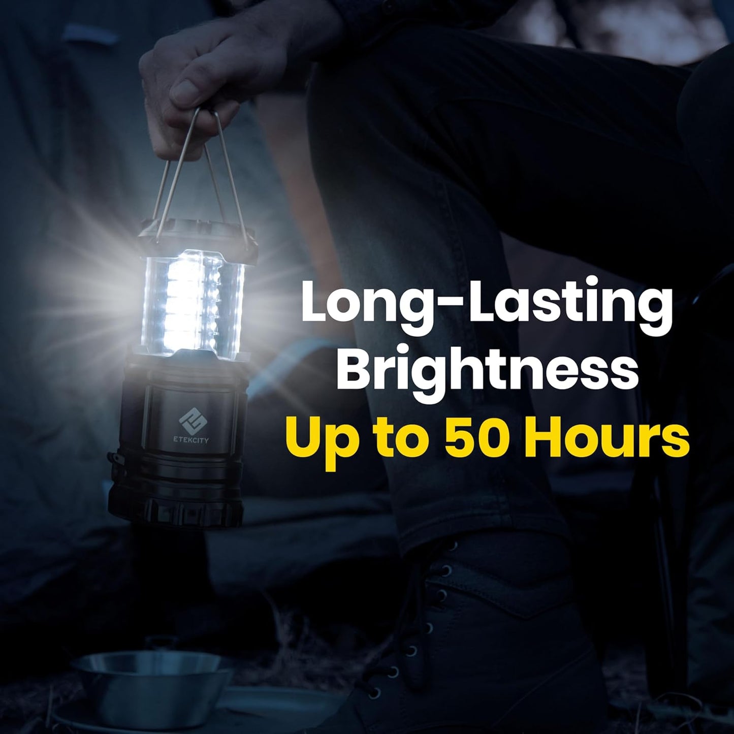 Etekcity Lantern Camping Essentials Lights, Led Flashlight for Power Outages, Survival Gear and Supplies for Emergency, Hurricane Preparedness Items , Battery Operated Lamp, 2 Pack, Black