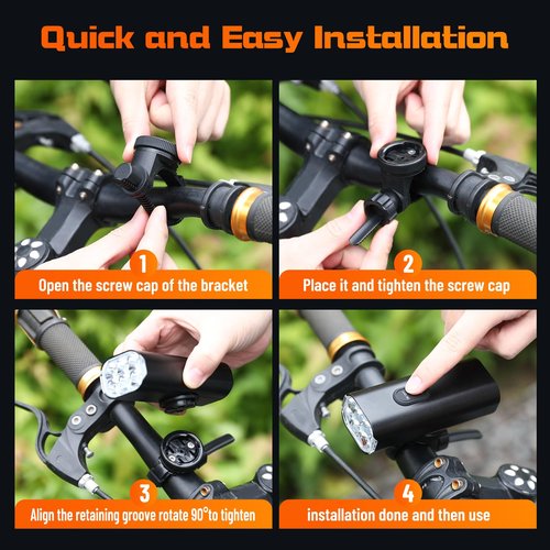 Suruid 6 LED Bright Bike Light, 2000 Lumen Lightweight Bike Front Light, 4800mAh USB Rechargeable Bicycle Headlight, Ipx-6 Waterproof Bicycle Headlight, Mountain Road Bike Accessories Fit All Bikes